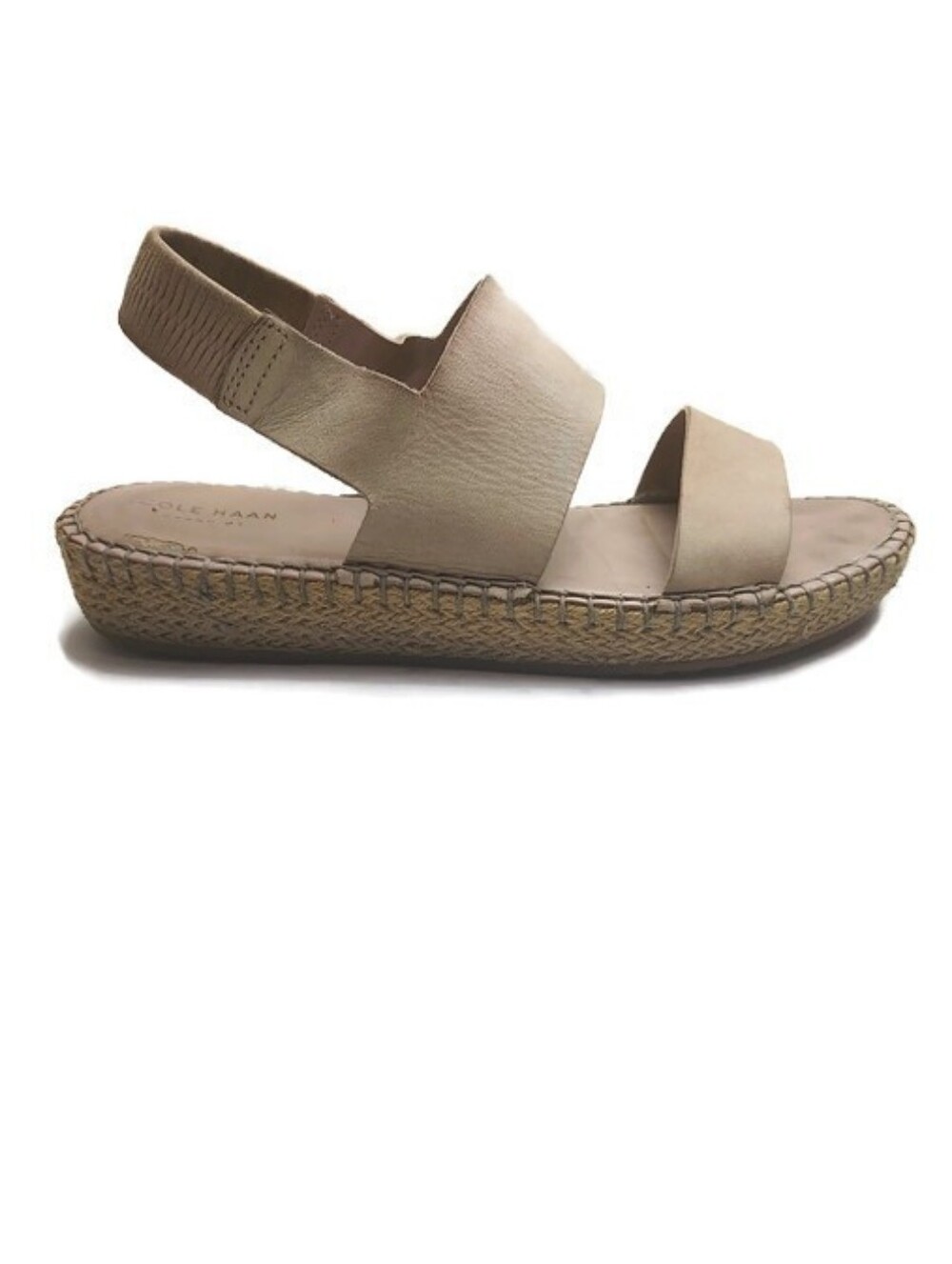 Cole Haan Pinch Grand.OS Cloudfeel Leather  Espadrille Sesame Tan Sandals Size 8